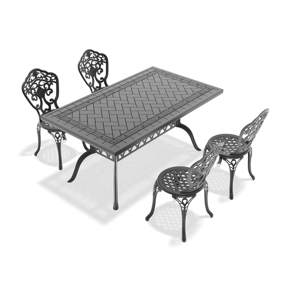 English Elm 5-Piece All-Weather Cast Aluminum Dining Set With Black Frame, Perfect For Patios And Gatherings W1710S00235