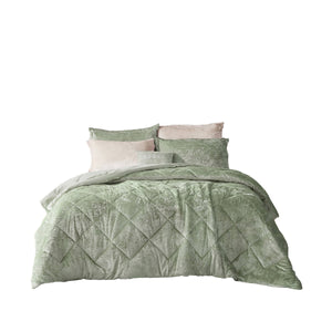 English Elm 4 Pcs Luxurious Green Velvet Duvet Cover Set With Decorative Pillow For Full/Queen Beds B035P319880