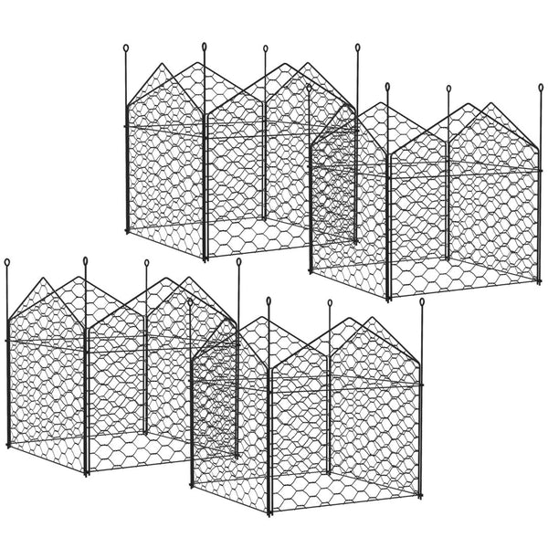 English Elm Outsunny Garden Chicken Wire Cloches, 4 Pack Metal Crop Cages For Plant Protection, Black Finish W2225P174503-GIGA