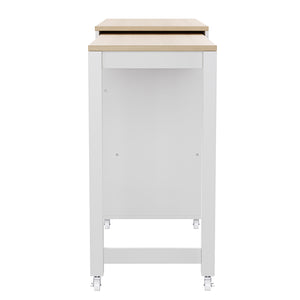 English Elm K&K 74.5" Kitchen Island with 27" Extendable Dining Table, 4-Door Storage, 2 Drawers, Rolling Cart Off White N707S000009W