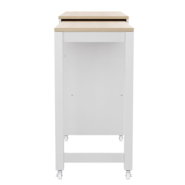 English Elm K&K 74.5" Kitchen Island with 27" Extendable Dining Table, 4 Doors, 2 Drawers, Spice Rack, Wheels Off White N707P333291W