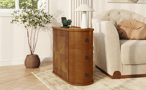 English Elm End Table With Charging Station – Stylish Sofa Side Table With Storage Drawers, Fully Assembled! W2593P289145