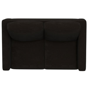 English Elm Black Mid-century Modern Loveseat with Wraparound Metal Base for Living Rooms B361P483237