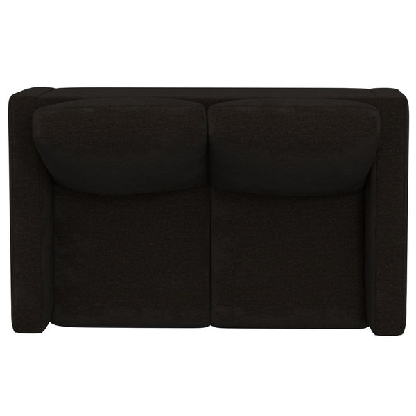 English Elm Black Mid-century Modern Loveseat with Wraparound Metal Base for Living Rooms B361P483237