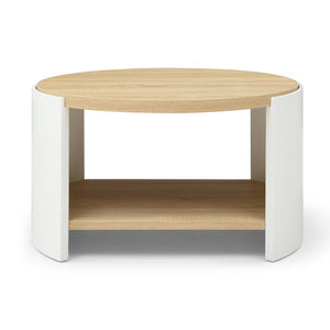 English Elm Round Two-tier Coffee Table with Open Shelf Modern Living Room Wood Grain Mdf Top W1117P224566