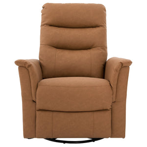 English Elm Manual Recliner Swivel Rocker Boucle Chair with 8-point Massage for Nursery or Living Room Brown N763P363763D