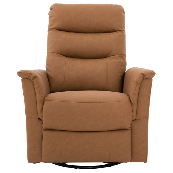 English Elm Manual Recliner Swivel Rocker Boucle Chair with 8-point Massage for Nursery or Living Room Brown N763P363763D