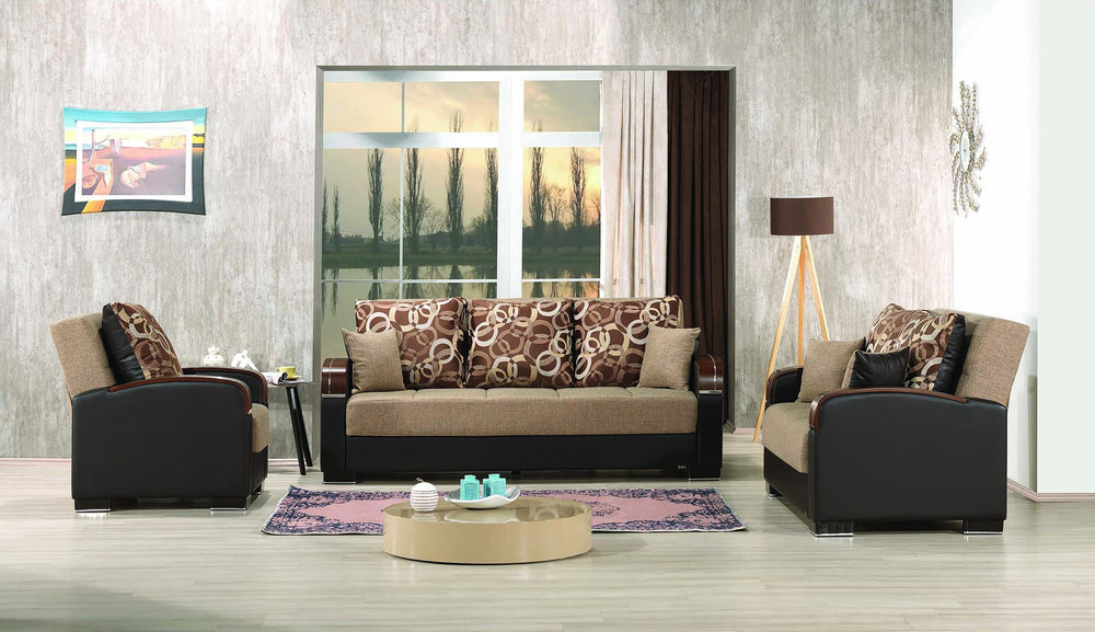 English Elm PrimeNest Mobilon Upholstered Convertible Loveseat with Storage, Sleeper Click-Click Design, 600lb Capacity Brown B030P281798