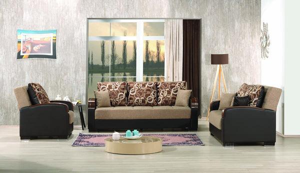 English Elm PrimeNest Mobilon Upholstered Convertible Loveseat with Storage, Sleeper Click-Click Design, 600lb Capacity Brown B030P281798