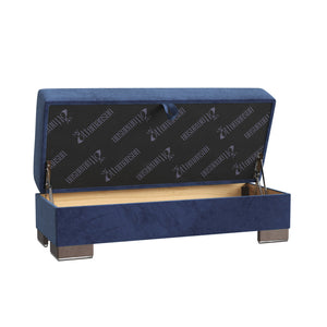 English Elm PrimeNest NimbusFlow Upholstered Ottoman with Storage and Click-Clack Tech, Compact Chenille Seating Blue B030P280975
