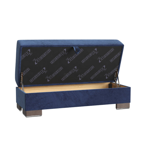 English Elm PrimeNest NimbusFlow Upholstered Ottoman with Storage and Click-Clack Tech, Compact Chenille Seating Blue B030P280975