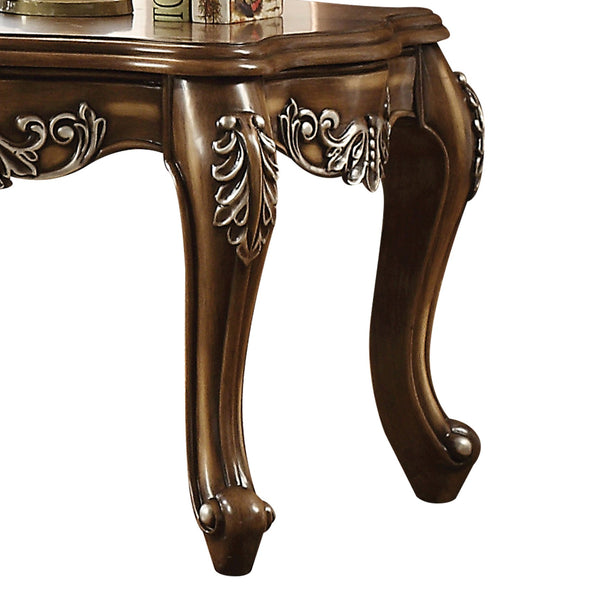 English Elm Antique Oak End Table With Scalloped Top & Elegant Queen Anne Legs For Timeless Home Decor B062P209097