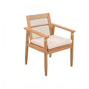 English Elm 7 Piece Acacia Wood Outdoor Dining Set Woven Rope Chairs Teak Finish Patio N762P371718D_N762P386379D6