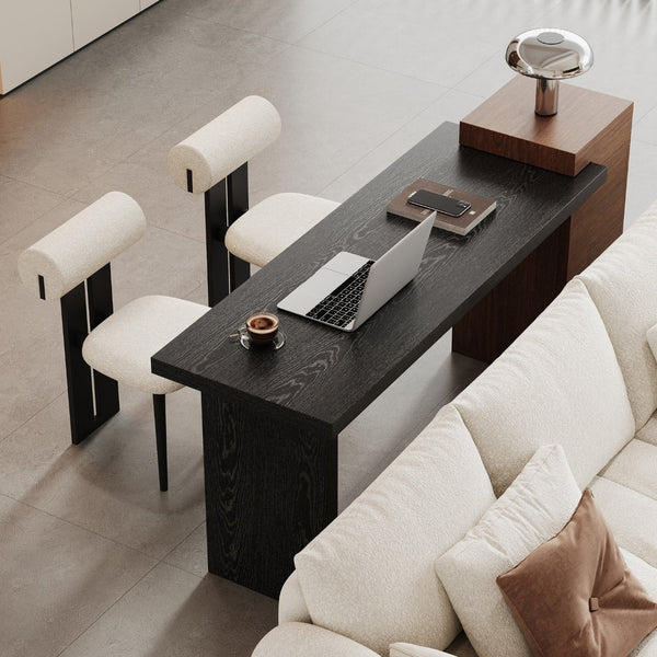 English Elm Modern Wood Grain Console Table with Two Tier Shelving for Entryway or Living Room Black,Walnut W3875S00031