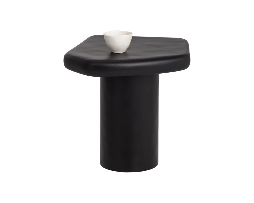 Sunpan DETTI End Table - Sculptural Matte Black Concrete Accent Piece for Modern Living Spaces & Patios 112618