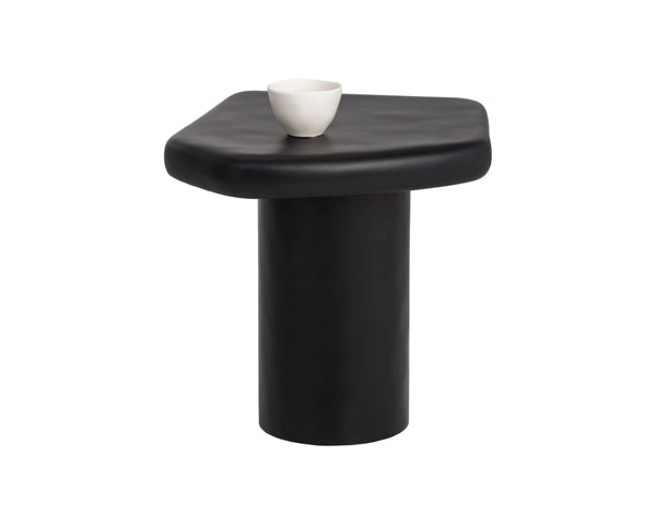Sunpan DETTI End Table - Sculptural Matte Black Concrete Accent Piece for Modern Living Spaces & Patios 112618