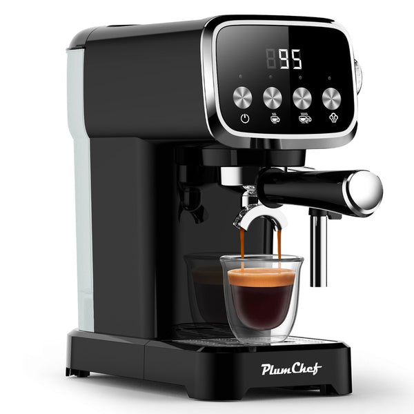 English Elm 20bar Slim Espresso Machine with Steam Wand Cup Warmer and 43oz Detachable Tank W1002P414529