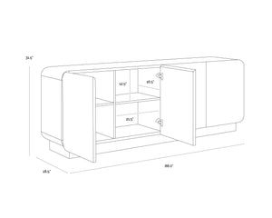 Sunpan Fauna Sideboard – Stunning Solid Oak With Mosaic Oyster-cut Veneer For A Unique, Earthy Touch Brown Wood 111790