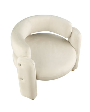 English Elm Accent Chair with Hollow Backrest for Ergonomic Support, Solid Wood Frame, Stylish Fabric Upholstery White W1420P194055