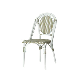 English Elm French Bistro Outdoor Dining Chairs Woven Rattan Aluminum Frame Patio Set of 2 N772P356258G