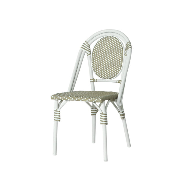 English Elm French Bistro Outdoor Dining Chairs Woven Rattan Aluminum Frame Patio Set of 2 N772P356258G