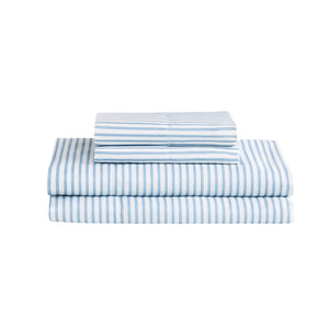 JLA Home Madison Park Essentials - Stripe Comforter Set with Bed Sheets featuring Modern Neutral Stripes, OEKO-TEX, Antimicrobial Finish, Fits Up to 14" Mattresses Blue/Grey MPE10-985