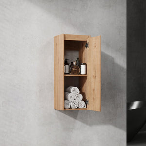 English Elm 30" Wall-Mounted Bathroom Vanity With Resin Sink & Side Cabinet For Modern Space-Saving Style W999S00219