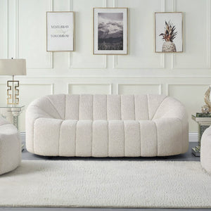 English Elm Teddy 3-Seat Sherpa Sofa in Plush White Upholstery — Sturdy Wooden Frame, Cozy Family-Ready Seating Comfort B016P329791