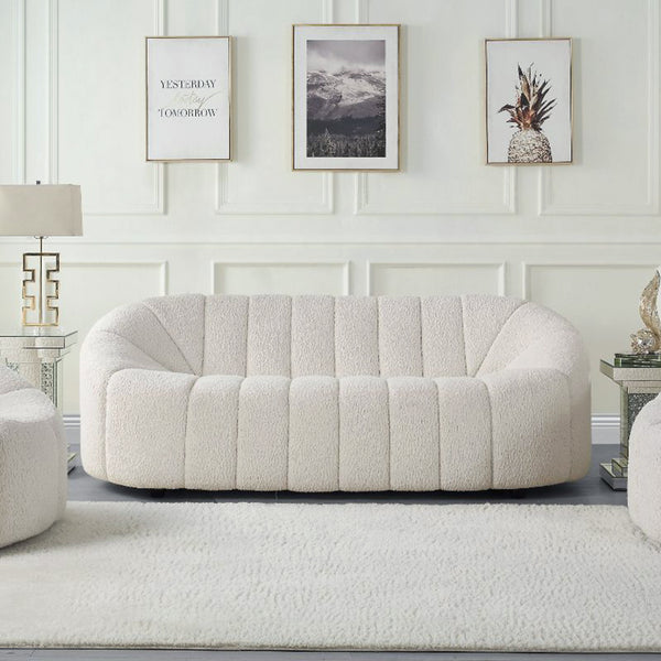 English Elm Teddy 3-Seat Sherpa Sofa in Plush White Upholstery — Sturdy Wooden Frame, Cozy Family-Ready Seating Comfort B016P329791