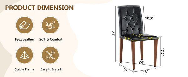 English Elm 4-piece Brown Suede Dining Chair Set with Tufted Back and Walnut Metal Legs Black,Walnut W1151P361163
