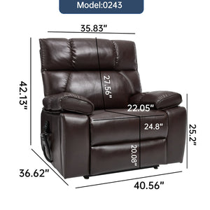 English Elm Brown Leatheraire Power Lift Recliner Dual Motor Massage Heat Heavy Duty 350lb W1803P340308