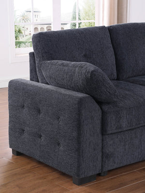 English Elm Multi Functional L Shaped Sectional Sofa with Sleeper and Hidden Storage Chaise Dark Gray B2730S00055