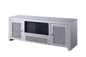 English Elm Noralie Glam Mirrored Media Console with Faux Diamond Accents and Enclosed Storage B2726P443219