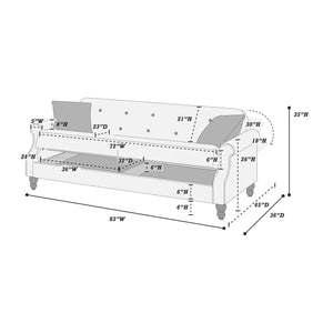 English Elm Adjustable Sofa Bed with Hidden Under-Seat Storage, Button-Tufted Comfort & Rolled Arm Elegance Gray 72 L x 45 W x 13 H B089P240493