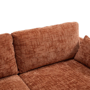 English Elm Modern chenille 2-seater sofa with LED, USB charging, storage pocket, solid wood legs, durable comfort Orange W395P318543