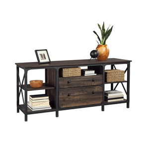English Elm Credenza, Modern Brown Finish With Ample Storage - Stylish Media Console For Office & Living Spaces B356P402800