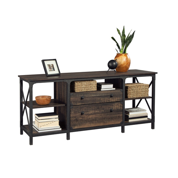 English Elm Credenza, Modern Brown Finish With Ample Storage - Stylish Media Console For Office & Living Spaces B356P402800