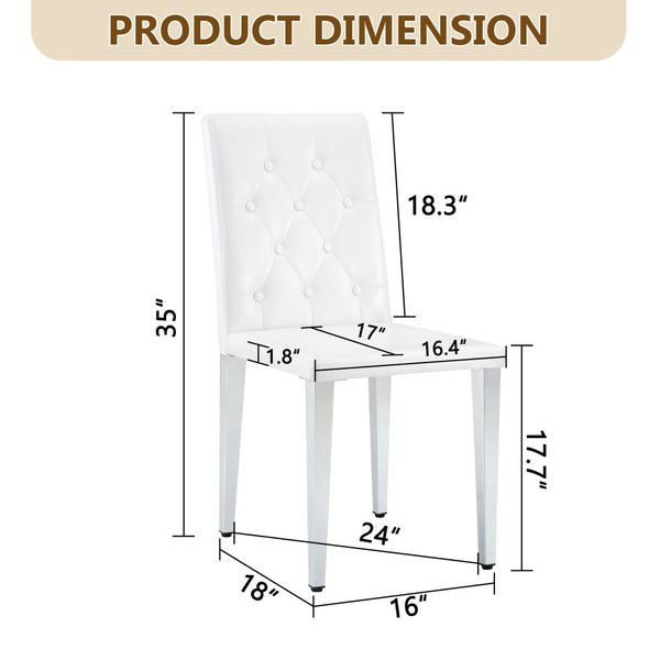 English Elm 4-piece Brown Suede Dining Chair Set with Tufted Back and Walnut Metal Legs White+Silver W1151P360051