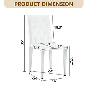 English Elm 4-piece Brown Suede Dining Chair Set with Tufted Back and Walnut Metal Legs White+Silver W1151P361155