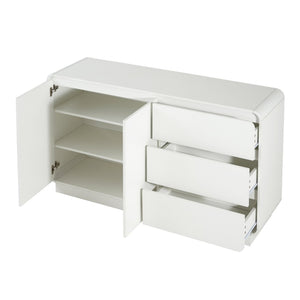 English Elm Modern White Sideboard with Soft Close Drawers and Doors for Dining or Living Rooms N779P373190W_N779P373191W