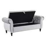 Christopher Knight Home® - Noble House - - Velvet Multifunctional Storage Rectangular Ottoman Bench With 1 Pillow, Grey