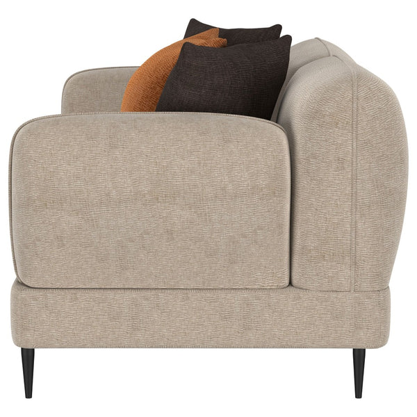 English Elm Repley Chenille Upholstered Loveseat with Sculpted Arms and Tapered Metal Legs B062P448031