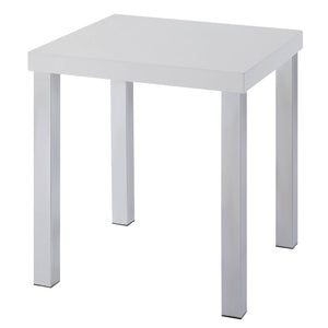 English Elm White White High Gloss and Chrome End Table with Square Top, Modern Metal Legs, Sleek Accent Table (22.5") B062P185720