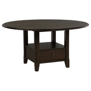 English Elm Fulton Round Pedestal Dining Table with Storage Drawer and Shelf Seats Six Guests B062S01681