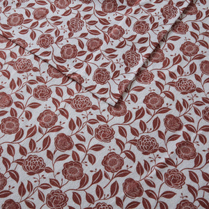 English Elm 4 Pcs Queen Sheet Set - Warm Rust Floral Cotton Flannel For Cozy Comfort And Timeless Style B035P319679