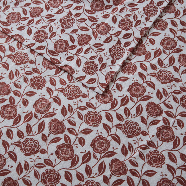 English Elm 4 Pcs King Sheet Set - Cozy Rust Floral Design, Soft 100% Cotton Flannel For Ultimate Comfort B035P319680