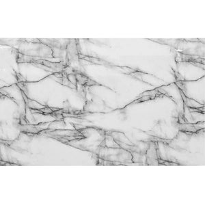 English Elm Sarang Faux Marble White & Black Dining Table with 4 Padded Grey Chairs — Solid Wood, Sturdy Build B201P359581