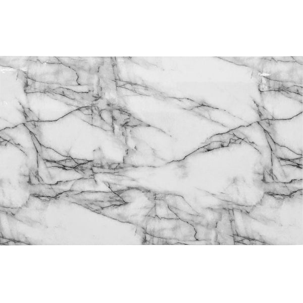 English Elm Sarang Faux Marble White & Black Dining Table with 4 Padded Grey Chairs — Solid Wood, Sturdy Build B201P359581