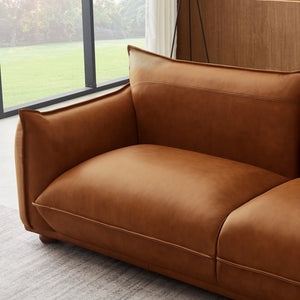 English Elm Ava Italian Leather Channel Tufted Sofa with Gold Legs for Modern Living Rooms B183P231996