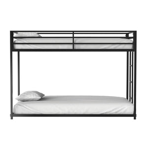English Elm Contemporary Twin-Over-Full Metal Bunk Bed with Attached Ladder, Durable Industrial Frame, Guest-Ready Design Matte Black 83 L x 15 W x 6 H B2741P391247